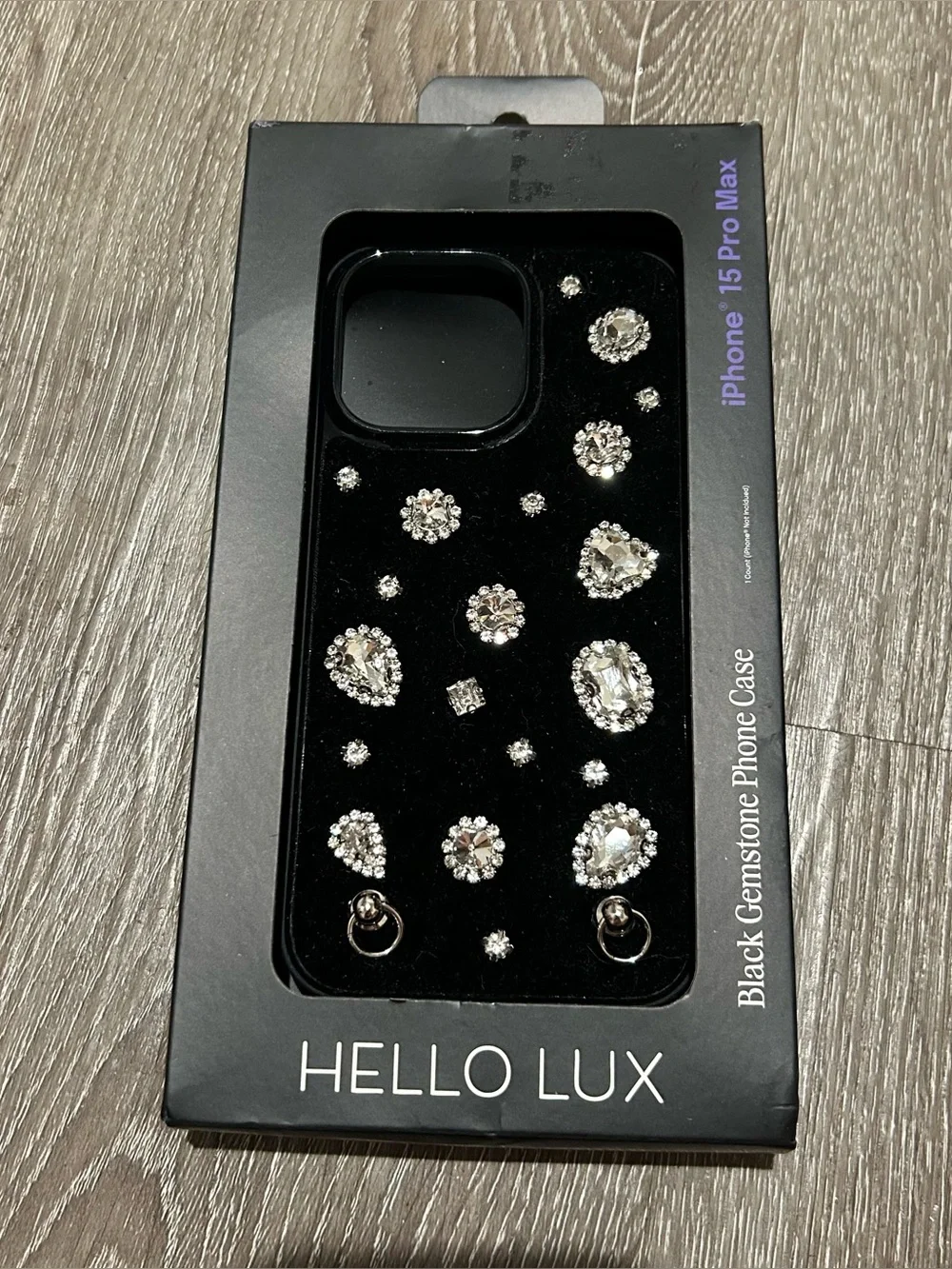 New iPhone 15 Pro Max Black Gemstone Phone Case